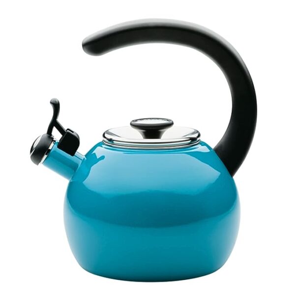 Circulon Enamel On Steel Whistling Tea Kettle | Hot Water Kettle with Heat-Resistant