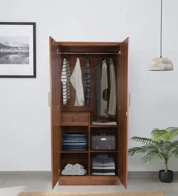 Kibo 2 Door Wardrobe in Lyon Walnut Finish